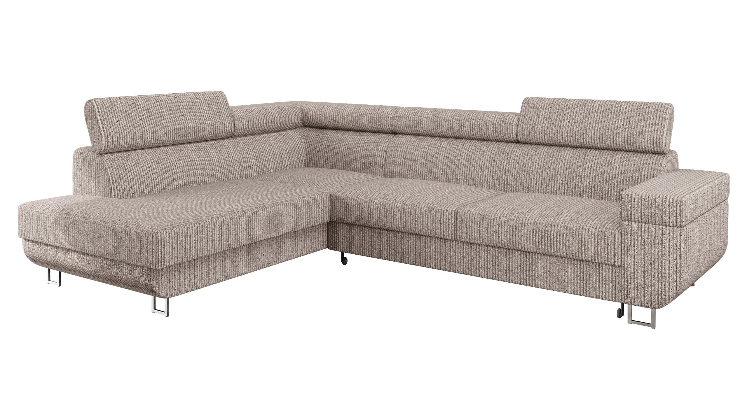 ECKSOFA Fonti Cord, Seite: Links - Naturfarben, Holz/Textil (253/188cm) - MIRJAN24
