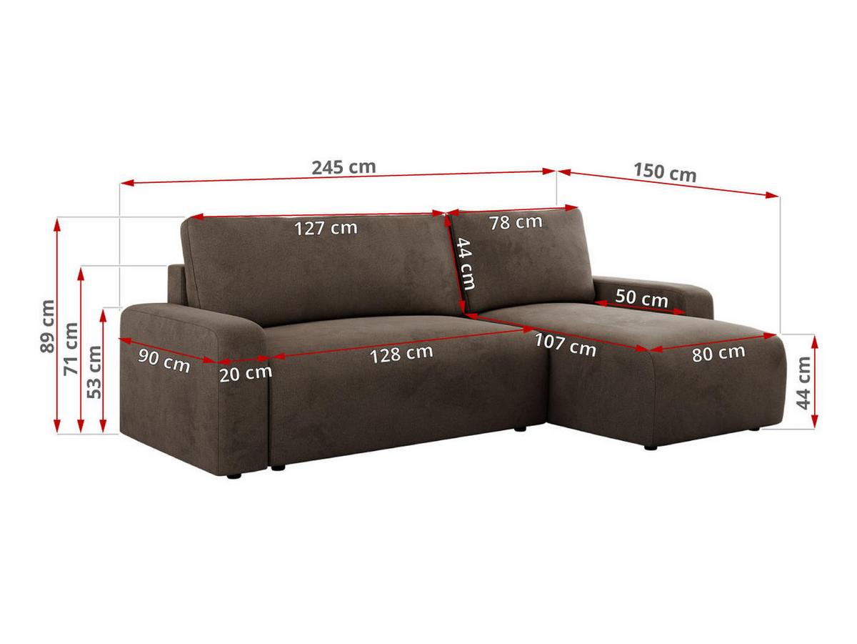 ECKSOFA ARGOS Braun Velours - Schwarz/Braun, Kunststoff/Textil (245/150cm) - MKS