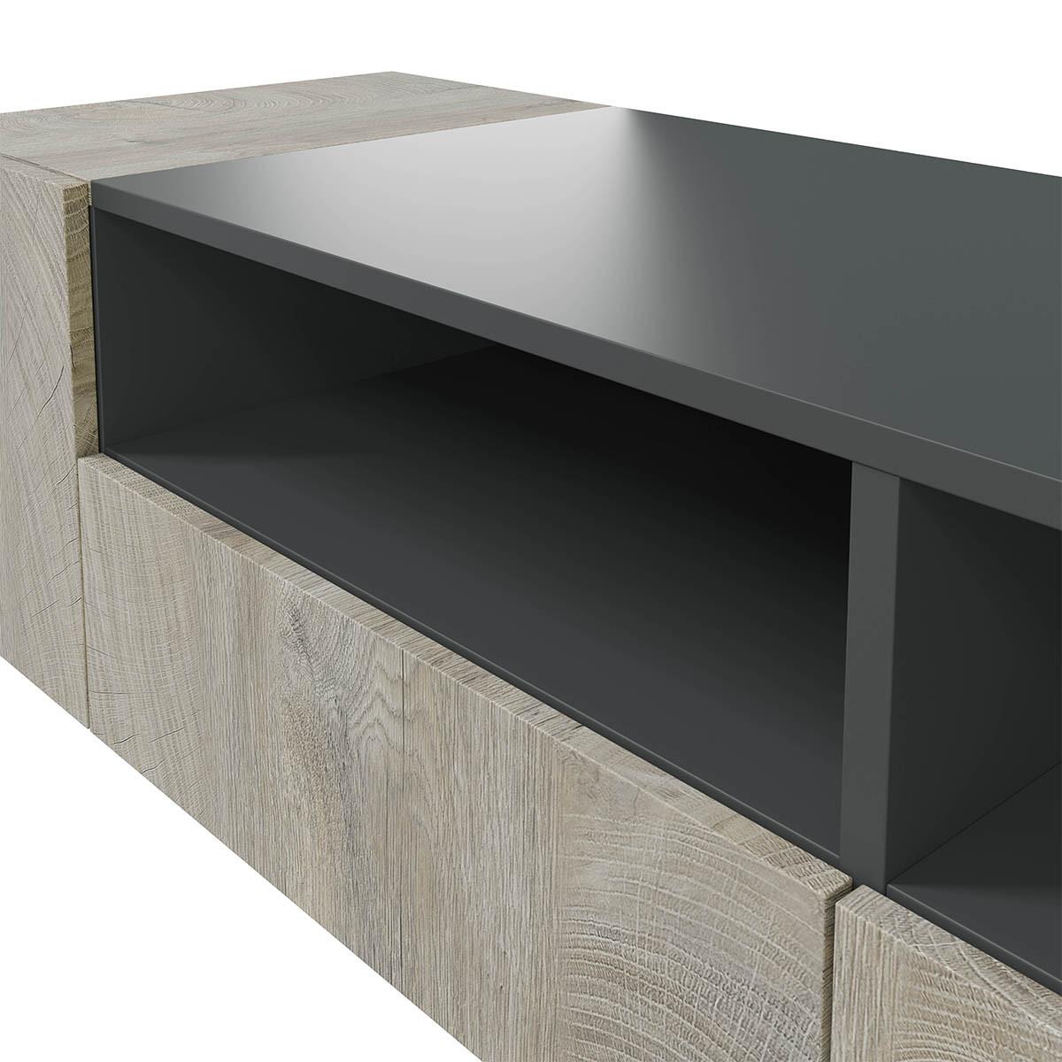 SIDEBOARD mit 3 Türen, davon 1 Flügeltür und 3 Nischen Tamiko - L150cm - Eiche Artisan/Grau, Holzwerkstoff (41/76/12.1cm) - Calicosy