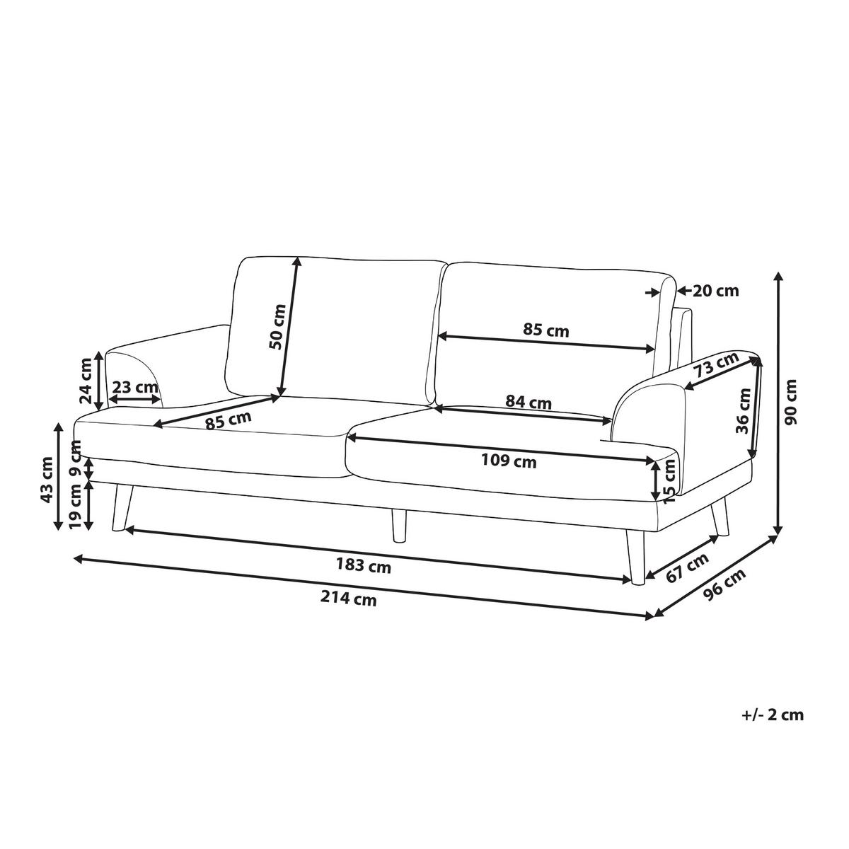 3-SITZER-SOFA Stoff Hellbeige Kildal - Beige, Textil (214/90/96cm) - Beliani
