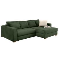 ECKSOFA-DAUERSCHLÄFER Federkern Bettkasten, seitenverkehrt montierbar B288/T186/H86 cm, Liegefl. 153x245 cm, Cord Grün / 15156 - Eichefarben/Grün, Holz/Textil (288/186cm) - luma-home