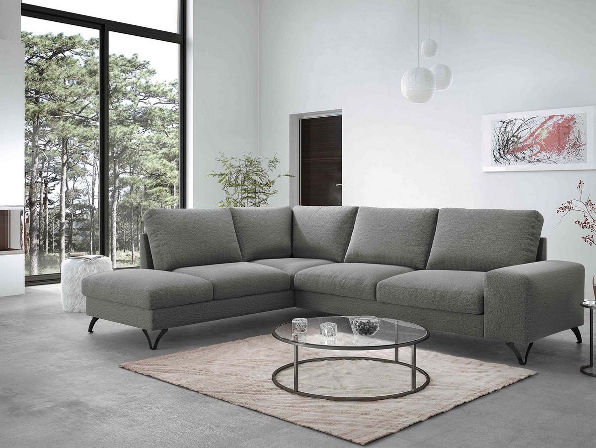 ECKSOFA Flavio Bis, Seite: Links - L3F+L2F+R4 - Schwarz/Grau, Holz/Textil (285/214cm) - MIRJAN24