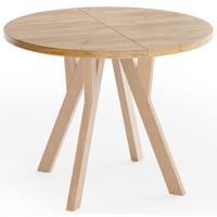ESSTISCH Avero rund, ausziehbar, Massivholzbeine aus Buche, Eiche Braun 100-300/100/77 cm - Hellbraun/Eiche Wotan, Holz/Holzwerkstoff (100/300/76.5cm) - WFL GROUP