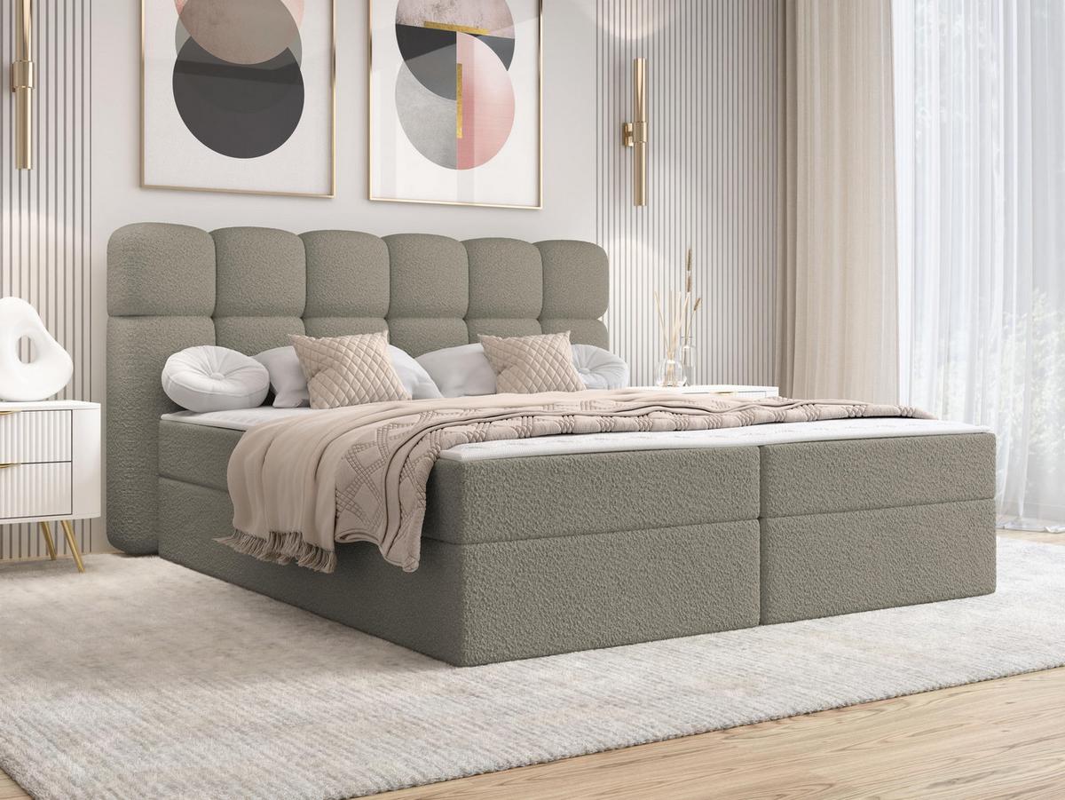 BOXBETT Softi 2 Boucle - H3 - Schwarz/Cappuccino, Holz/Holzwerkstoff (160/200cm) - MIRJAN24