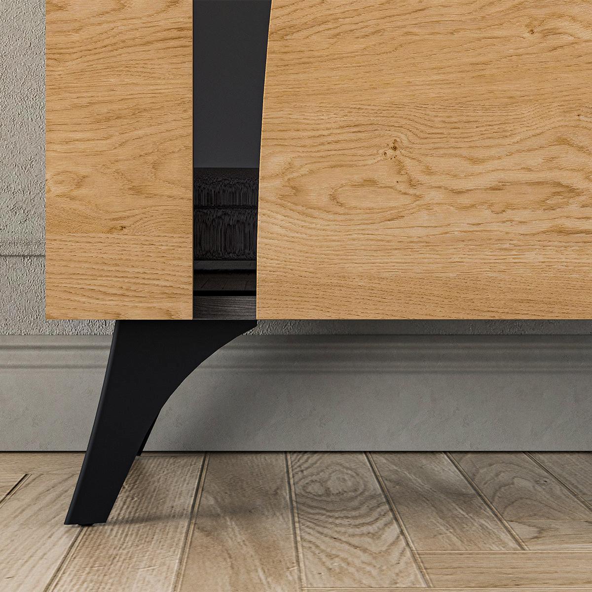 VITRINE Soah Holz und Schwarz - Braun, Holzwerkstoff (58/190/40cm) - Petits-meubles