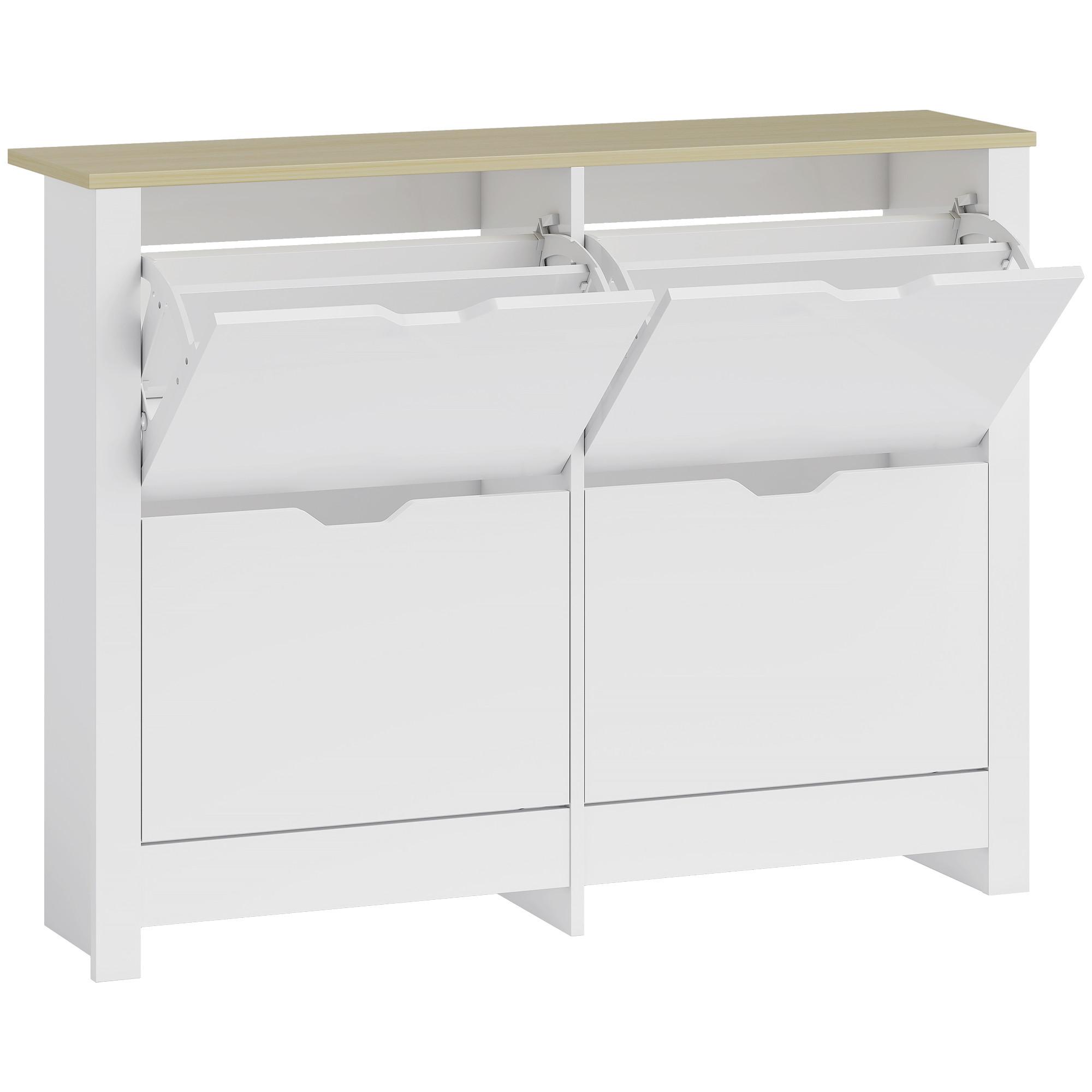SCHUHSCHRANK Spanplatte Weiß - Weiß, Holzwerkstoff (26/80/105cm) - HOMCOM