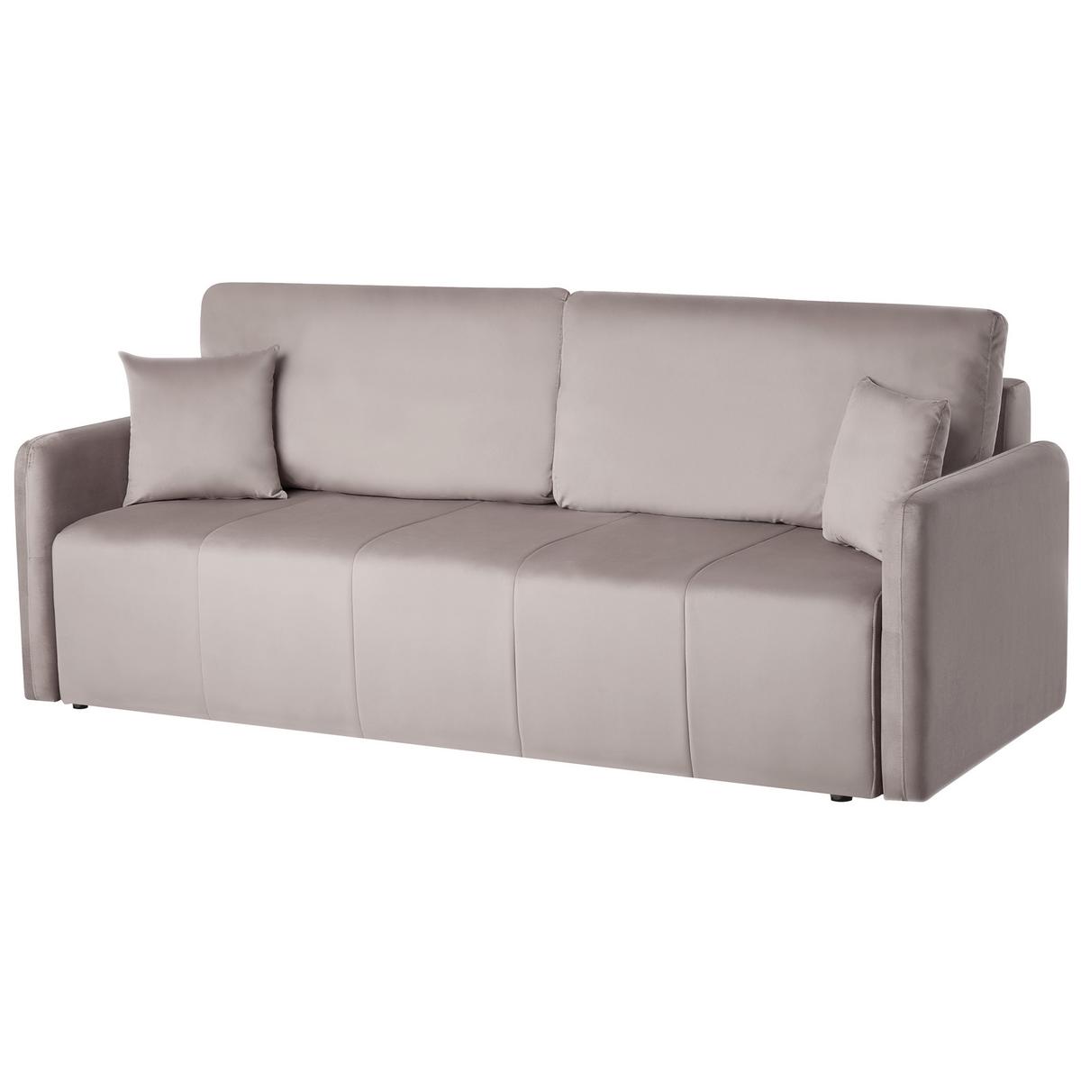 SCHLAFSOFA 3-Sitzer Samtstoff Taupe Egge - Taupe, Textil (220/88/93cm) - Beliani