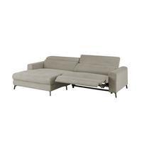 ECKSOFA LAISKA Steingrau Cord Relaxfunktion - Schwarz/Grau, Textil/Metall (282/177cm) - KAWOLA
