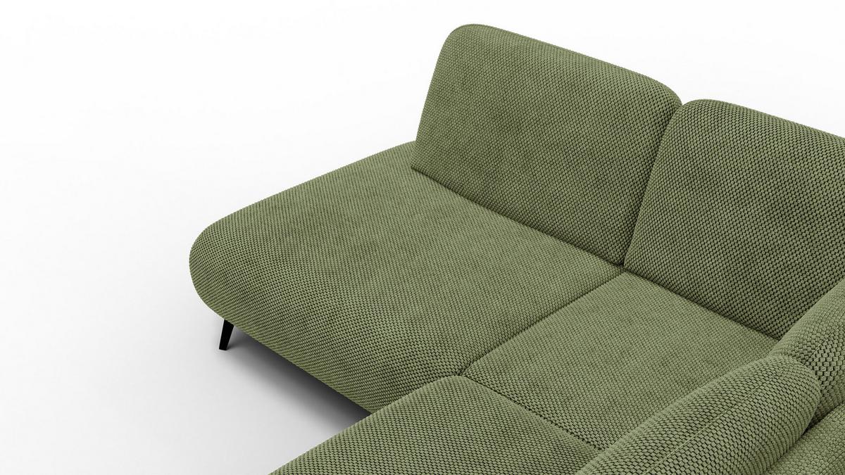 ECKSOFA FEBE 5-Sitzer links, olivgrün - Schwarz/Olivgrün, Holz/Textil (271/190cm) - Wozimo