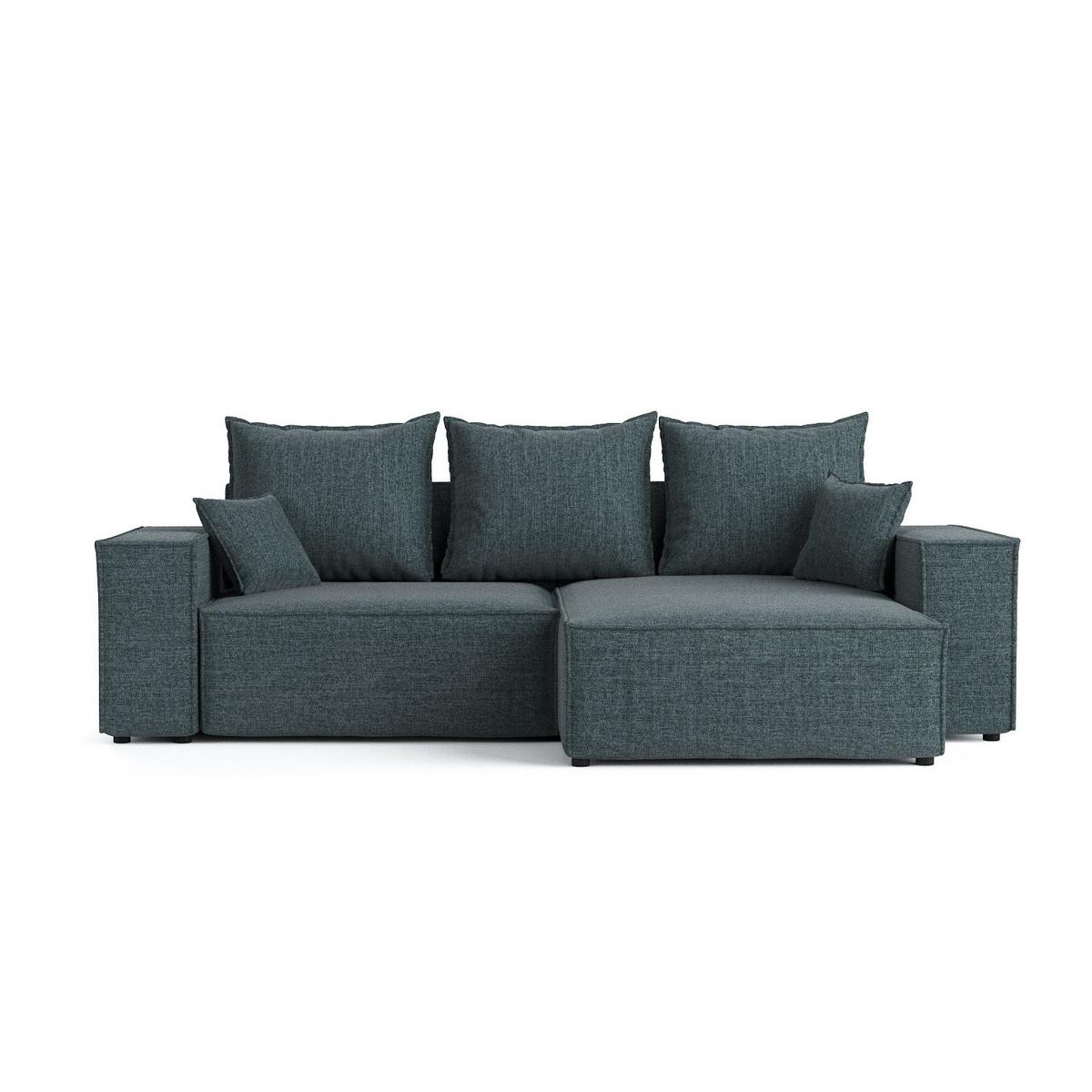 ECKSOFA SENSO mit Schlaffunktion Blaugrau im City Stoff - Blaugrau/Schwarz, Holz/Holzwerkstoff (255/148cm) - AltaBeds