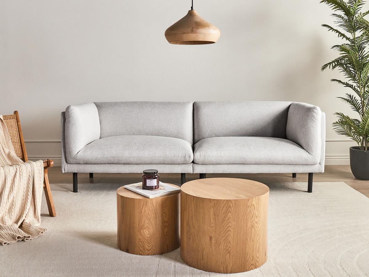 3-SITZER-SOFA Stoff Hellgrau Vorgod - Hellgrau, Textil (221/76/84cm) - Beliani