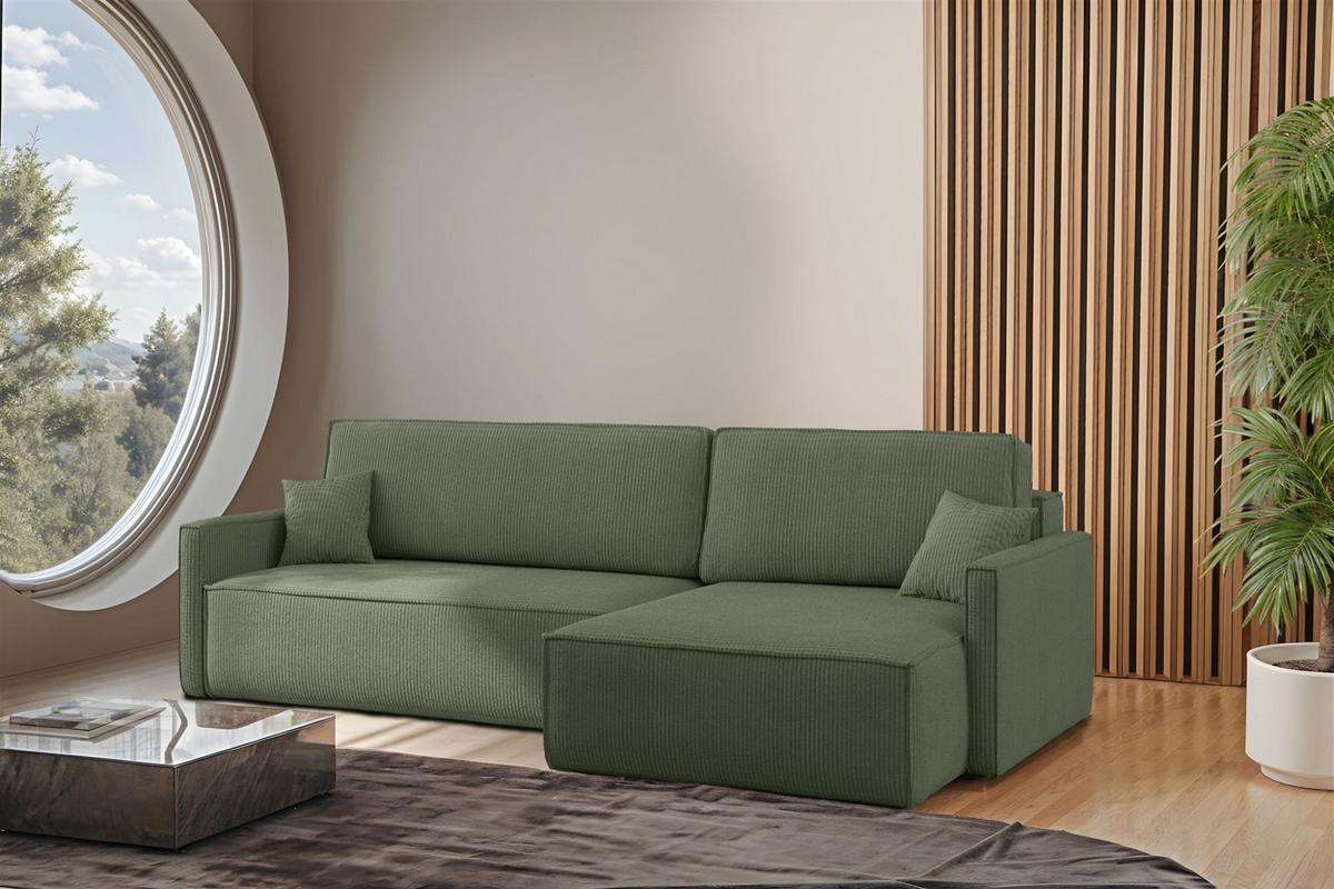 ECKSOFA Louis Scala - Grün, Holzwerkstoff/Textil (250/142cm) - Fun Möbel
