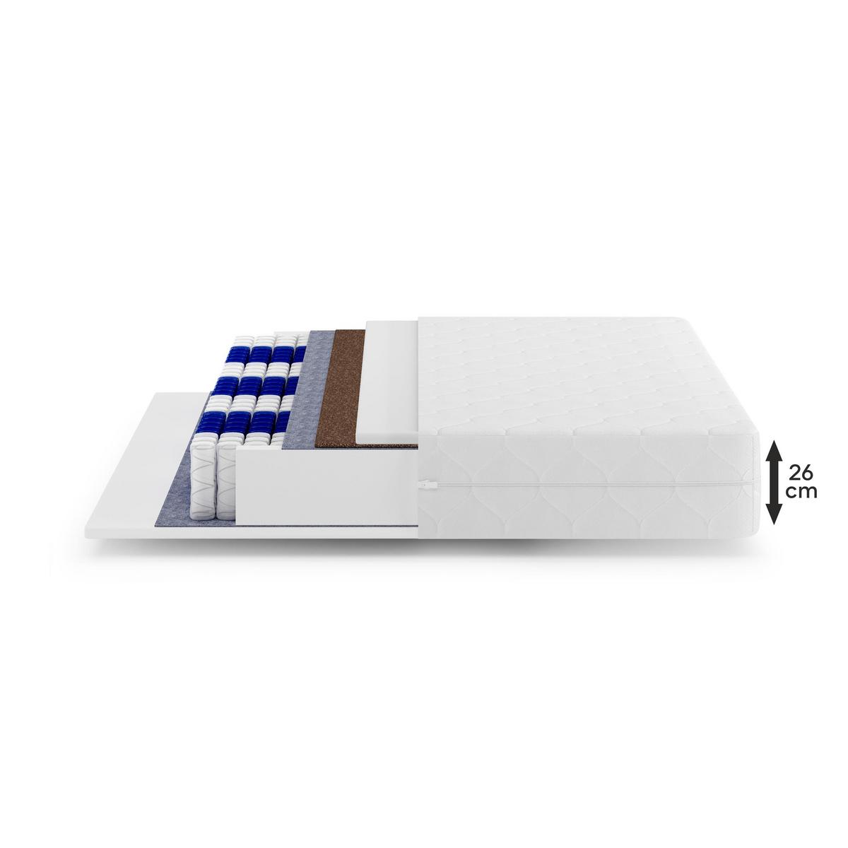 TASCHENFEDERNKERNMATRATZE Mediro Core 26 cm, Hoch-Elastischer-Schaum, H2/H3, 160x200 - Weiß, Kunststoff (160/200cm) - Beautysofa