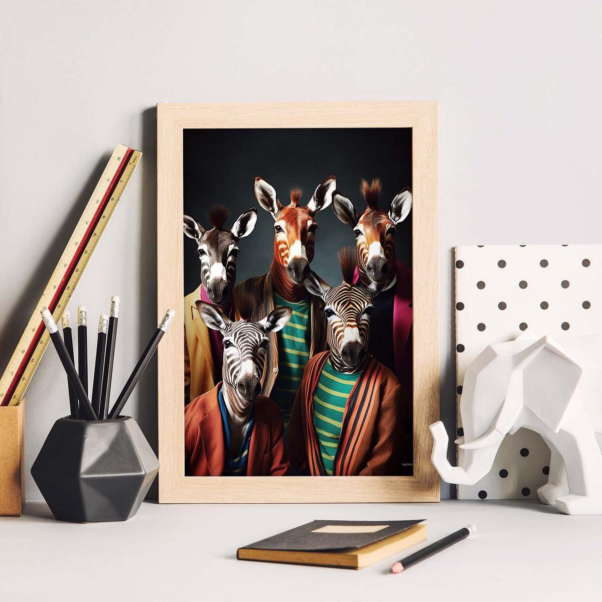 POSTER Okapi Mode A4 Rahmen Aus Hellem Holz - Beige, Papier (29.7/5/21cm) - Nacnic