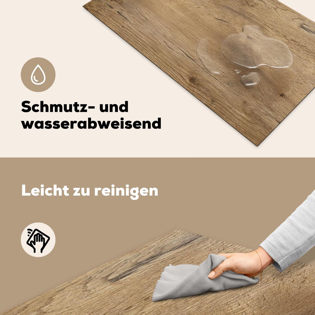 HERDABDECKPLATTE Holz - Braun - Holzoptik Induktionsschutz 91.2x52 cm - Eichefarben, Kunststoff (91.2/52/0.2cm) - MuchoWow