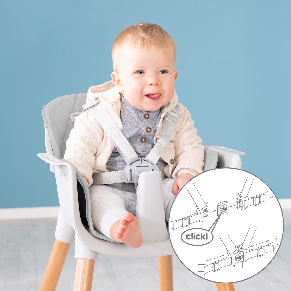 KINDERHOCHSTUHL Style Up Wood Grau - Grau, Holzwerkstoff/Textil (57/83.5/57cm) - Roba