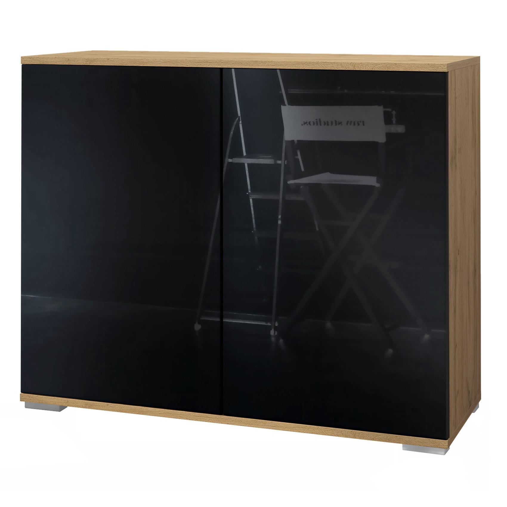 KOMMODE Skadu Schwarz Hochglanz - Schwarz Hochglanz, Holzwerkstoff (92.5/75.5/35cm) - Vladon