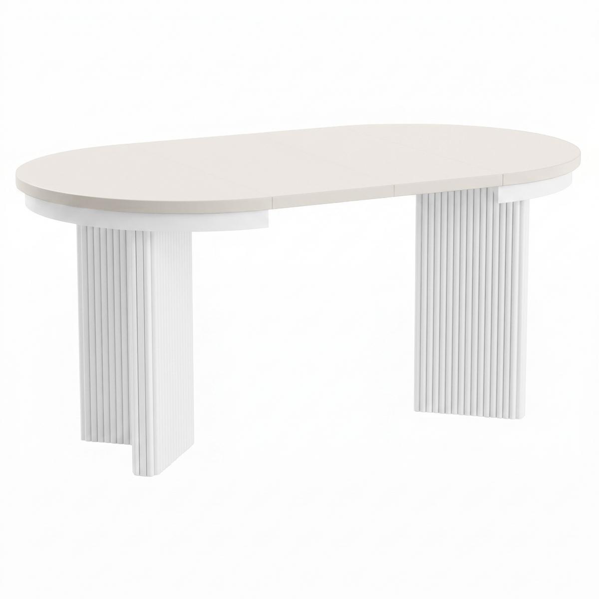 ESSTISCH Prestige runder Design-Tisch, ausziehbar Ø 100–180 cm, Kaschmir+Weiß - Kaschmir/Weiß, Metall (100/100/77cm) - Beautysofa