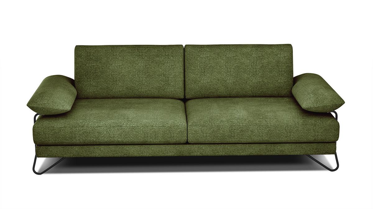 SOFA LORI 3-Sitzer, olivgrün - Schwarz/Olivgrün, Holzwerkstoff/Textil (245/87/96cm) - Wozimo