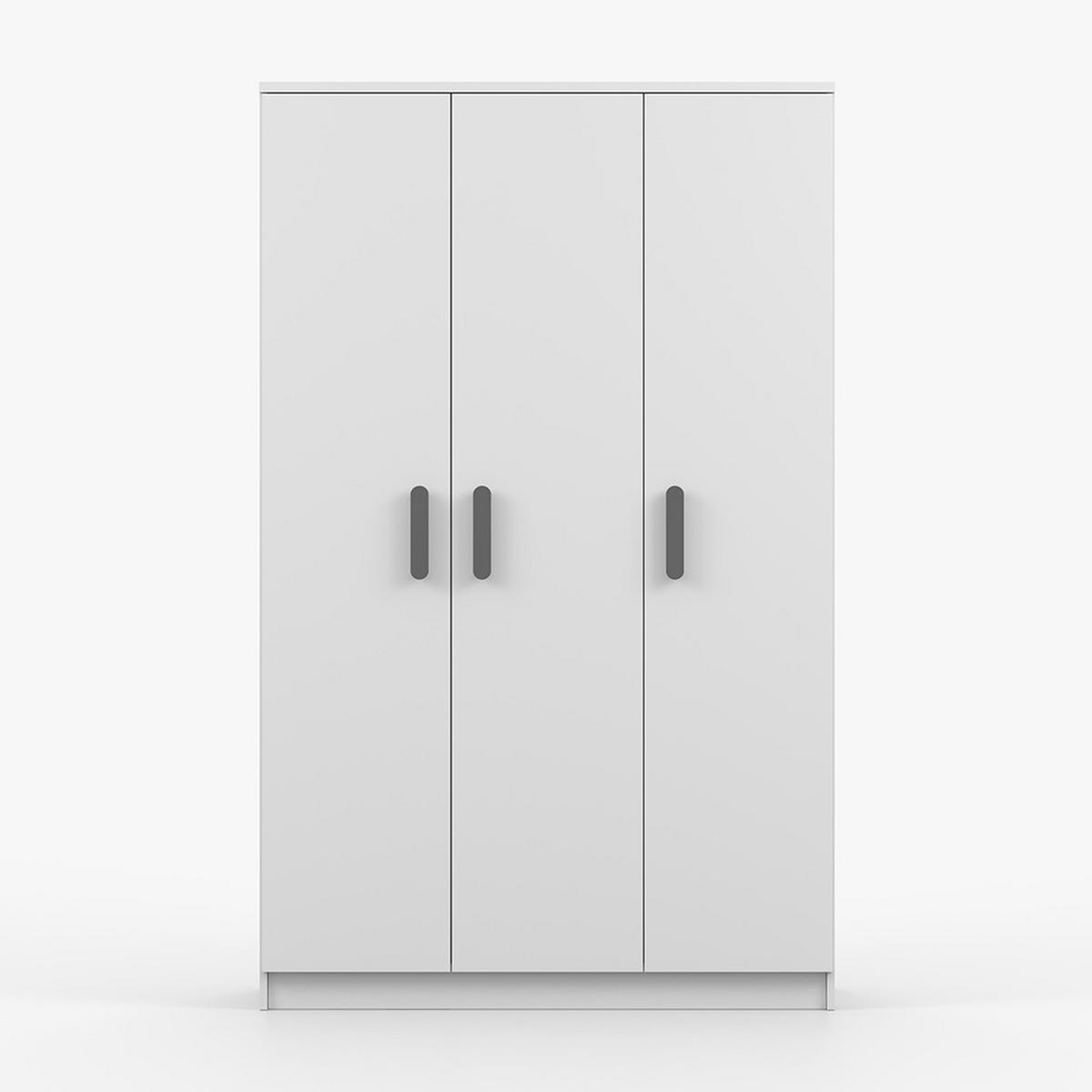 KLEIDERSCHRANK Jonas I 2D 19, 120/192/50, 3-türig, weiß - Weiß/Grau, Holzwerkstoff (120/194/50cm) - imoebel24