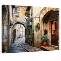 LEINWANDBILD Gasse Toskana Stadt Modern Wohnzimmer 60x40 - Multicolor, Holzwerkstoff (60/40cm) - Wallarena