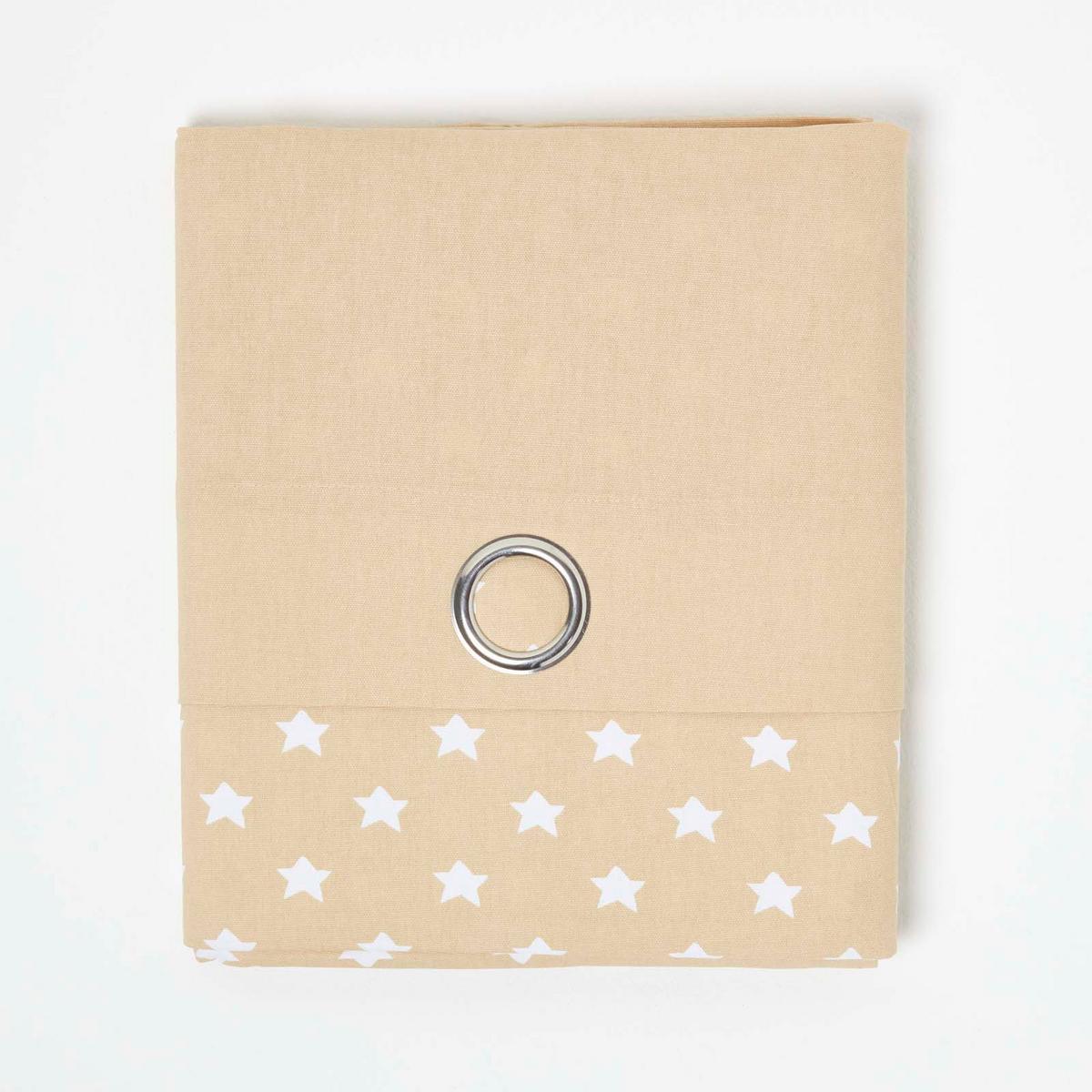 ÖSENVORHANG Sterne blickdicht 2er-Set, 137/228 cm - Beige, Textil (137/228cm) - Homescapes