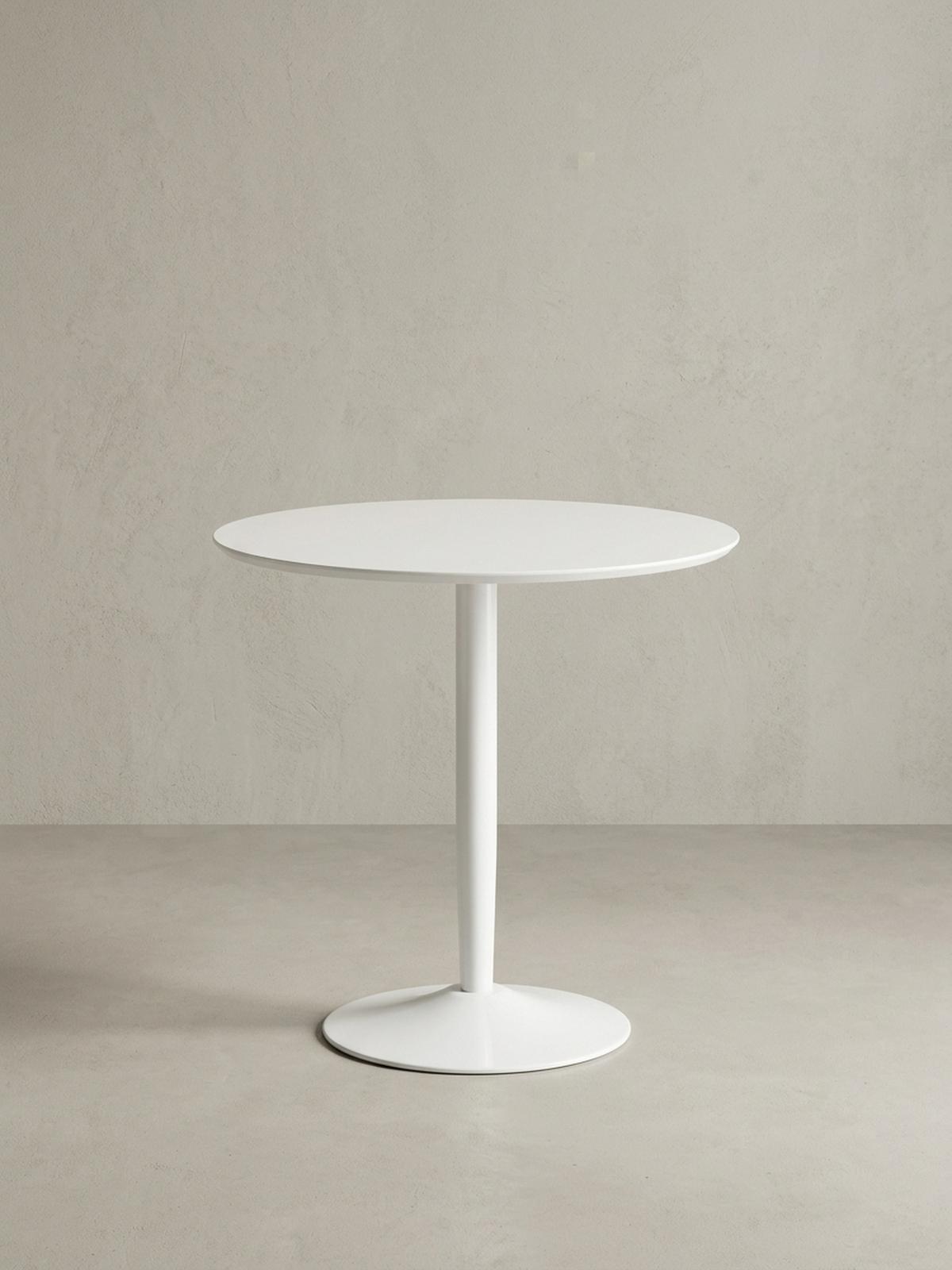 ESSTISCH – Hochglanz Weiß 75x75x74 cm Trompetenfuß für 2 Personen - Weiß, Holz/Metall (75/75/74cm) - KADIMA DESIGN