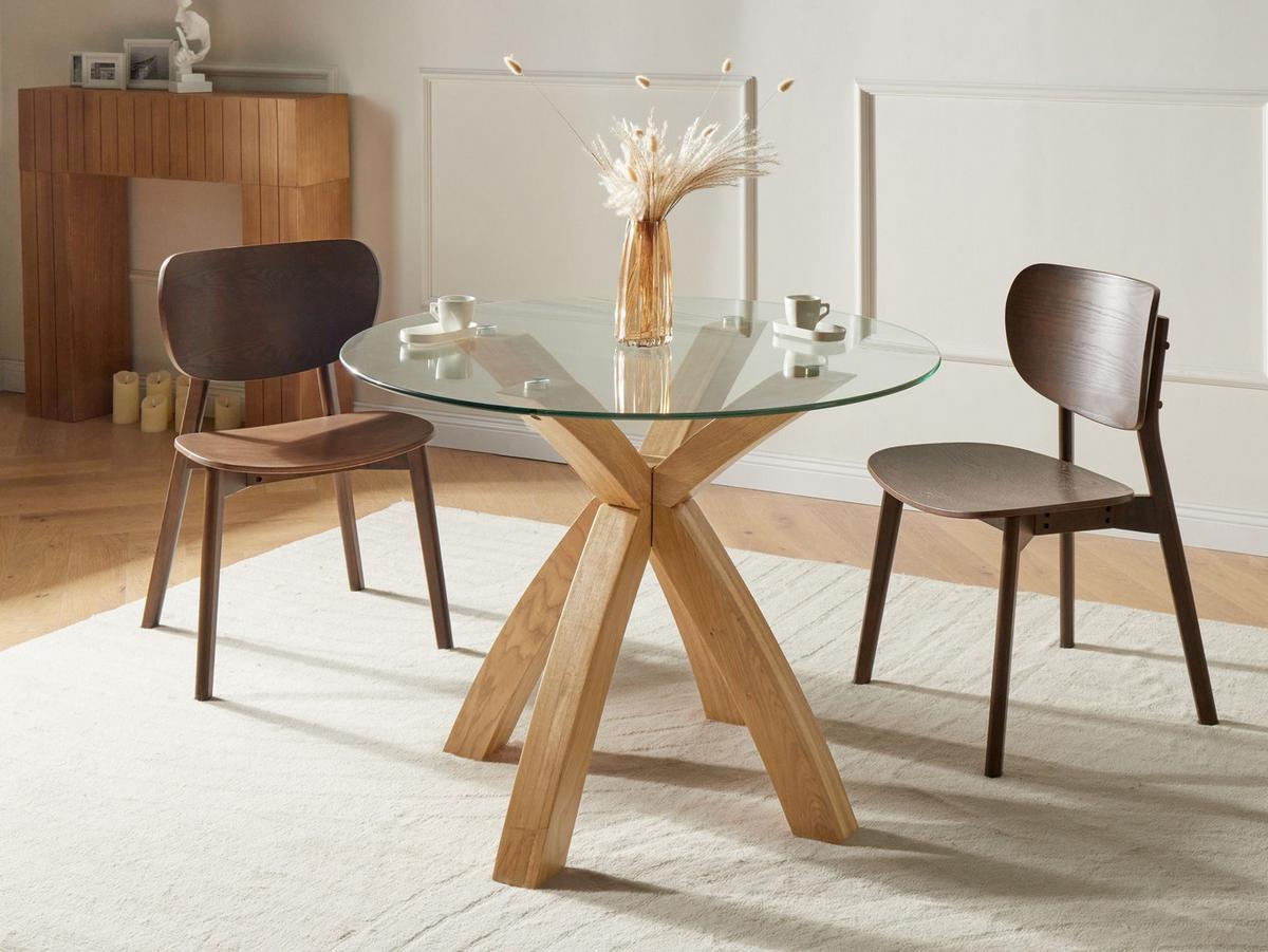 ESSTISCH Hellbraun 100/100 cm Sicherheitsglas Yapp - Hellbraun, Glas (100/100/75cm) - Beliani