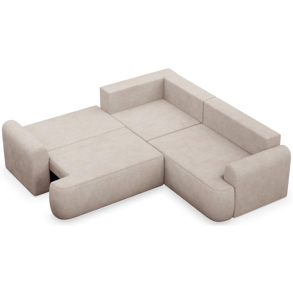 ECKSCHLAFSOFA Ovo BEIGER VELOURSSTOFF universell MIT BETTKASTEN - Beige/Schwarz, Kunststoff/Textil (245/245cm) - Selsey