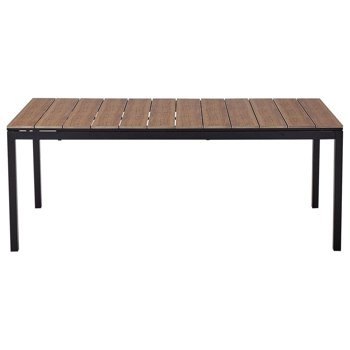 GARTENTISCH Heller Holzfarbton Tofane - Hellbraun/Schwarz, Metall (198/90/77cm) - Beliani