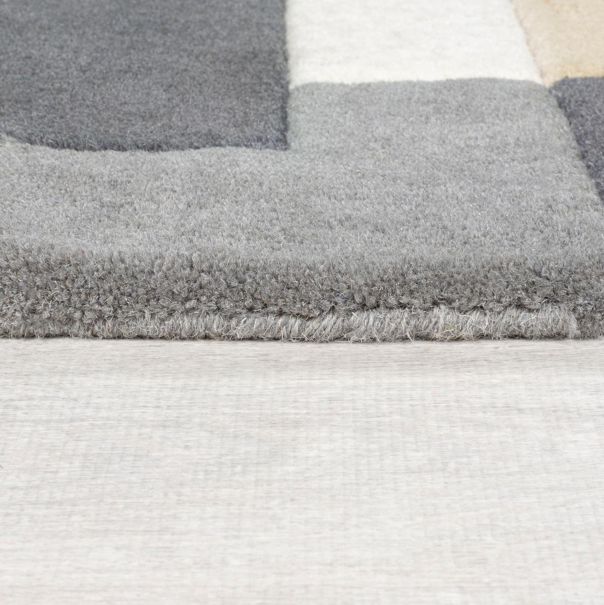 WOLLTEPPICH HALLEIN, geometrisch, Grau-Beige, 150 x 240 cm - Grau, Textil (150/240cm) - KADIMA DESIGN