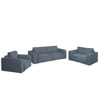 SOFASET Vajana 3-2-1 - Blau, Holzwerkstoff/Textil (240/86/102cm) - Fun Möbel