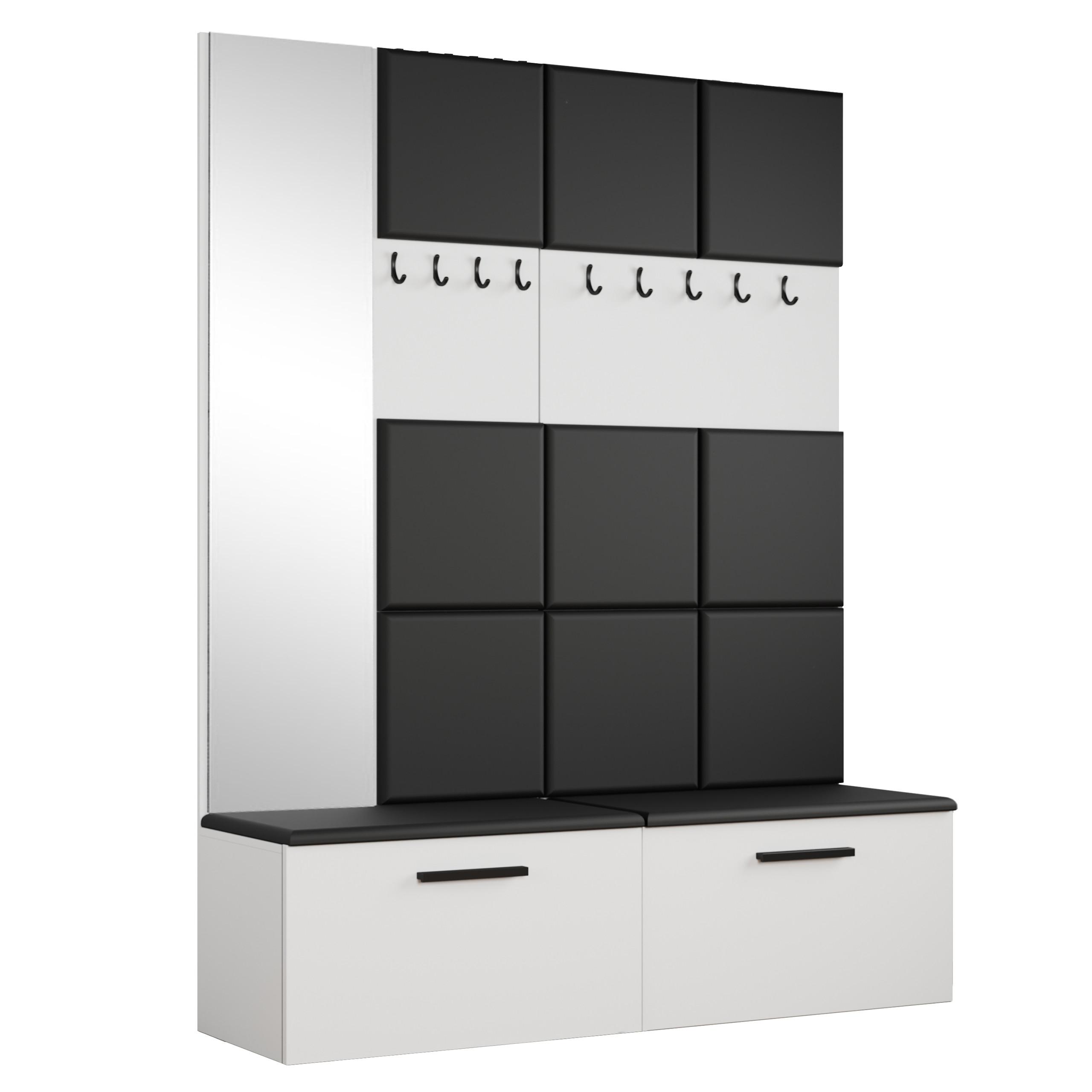 GARDEROBENSCHRANK MODULO 161,2/204/40 cm Modern Garderobe-Set Weiß - Schwarz/Weiß, Holzwerkstoff (161.2/204/40cm) - MASSENO