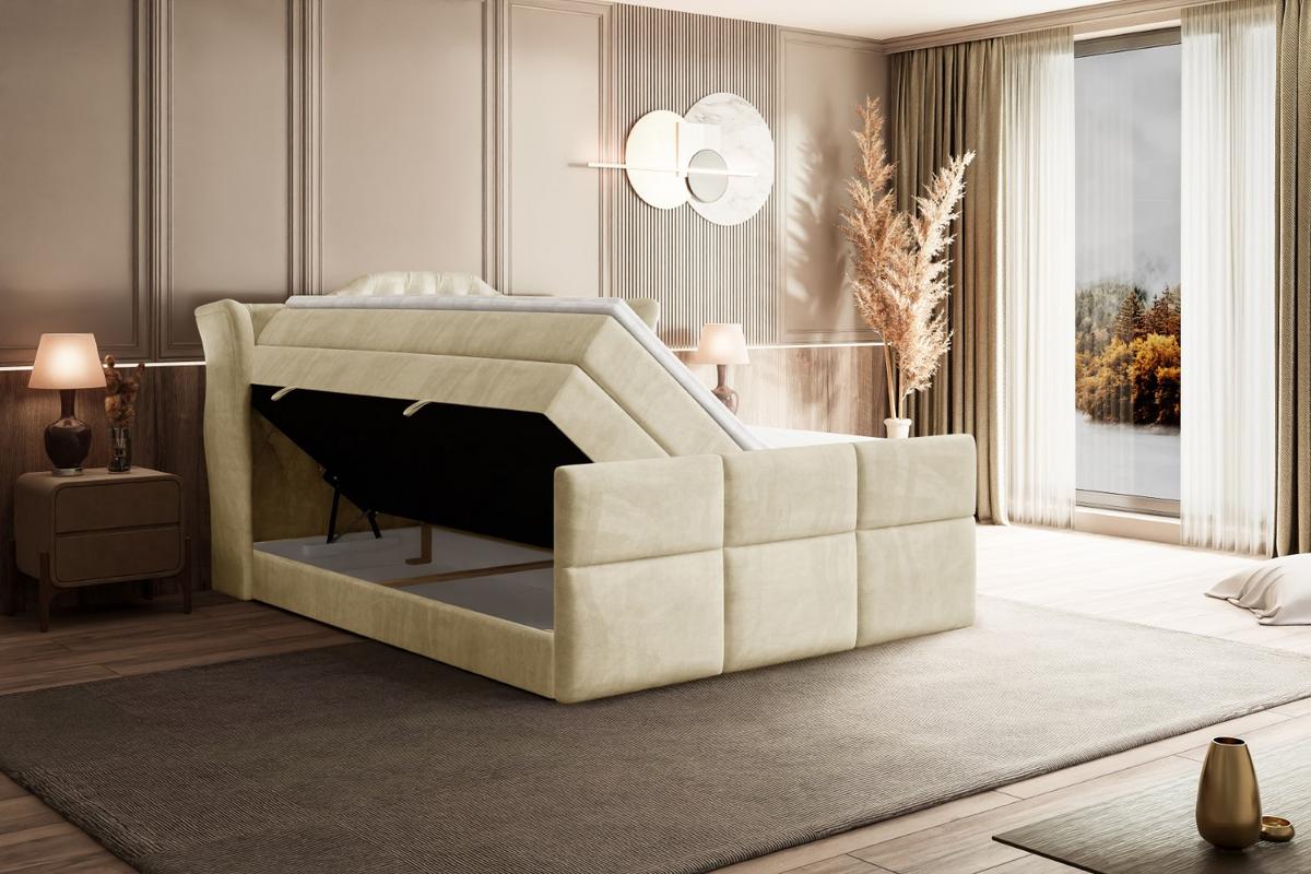 BOXSPRINGBETT VILA KING - 180x200 - H3/H4 - Beige - Beige, Holzwerkstoff (180/200cm) - ALTDECOR
