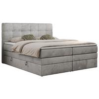 BOXSPRINGBETT LUKA KING 200/200 Hellgrau Velvet - H4 - Hellgrau, Holz/Textil (200/200cm) - MKS