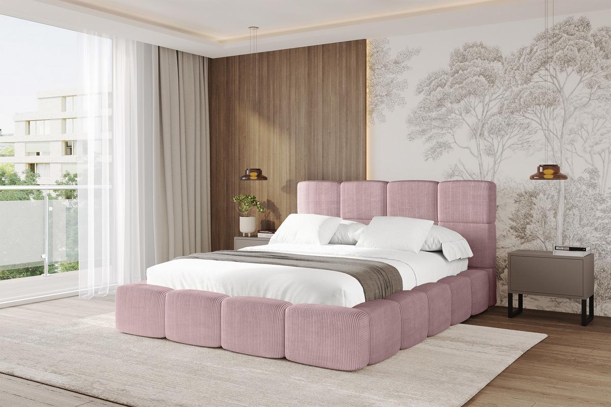POLSTERBETT mit Bettkasten und Lattenrost, Bett mit Kopfteil, Boxbett ohne Matratze, Doppelbett mit Stauraum - NATA 120x200 Rosa - Rosa, Holzwerkstoff/Textil (120/200cm) - ALTDECOR