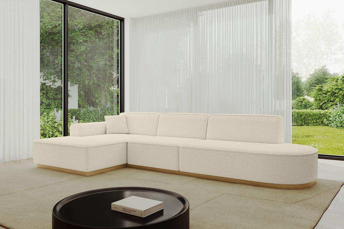 ECKSOFA Ottomane Links IREA-L2-v2 - 327x165x80 cm Beige - Hellbraun/Creme, Holzwerkstoff/Textil (327/165cm) - ALTDECOR