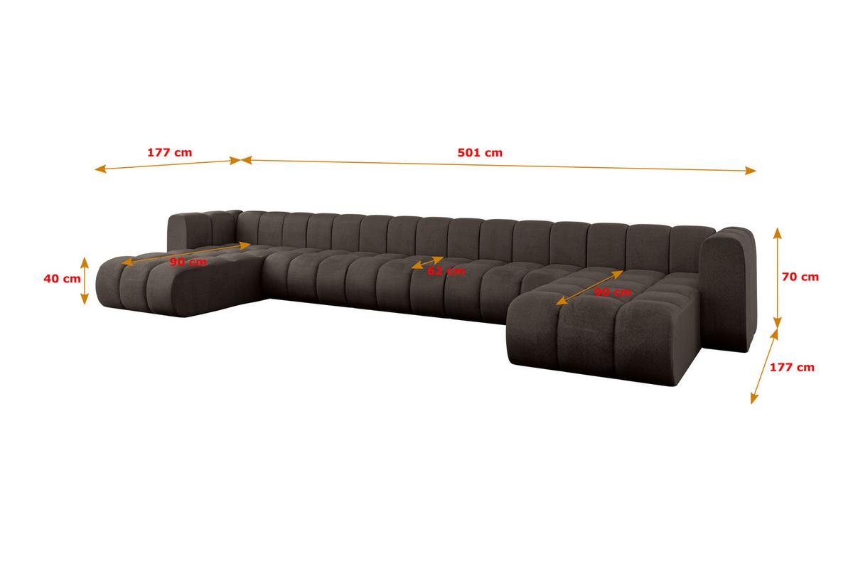 WOHNLANDSCHAFT modulares Sofa Joren-U3 - 501x177x70 cm Braun - Braun, Holzwerkstoff/Textil (501/70/177cm) - ALTDECOR