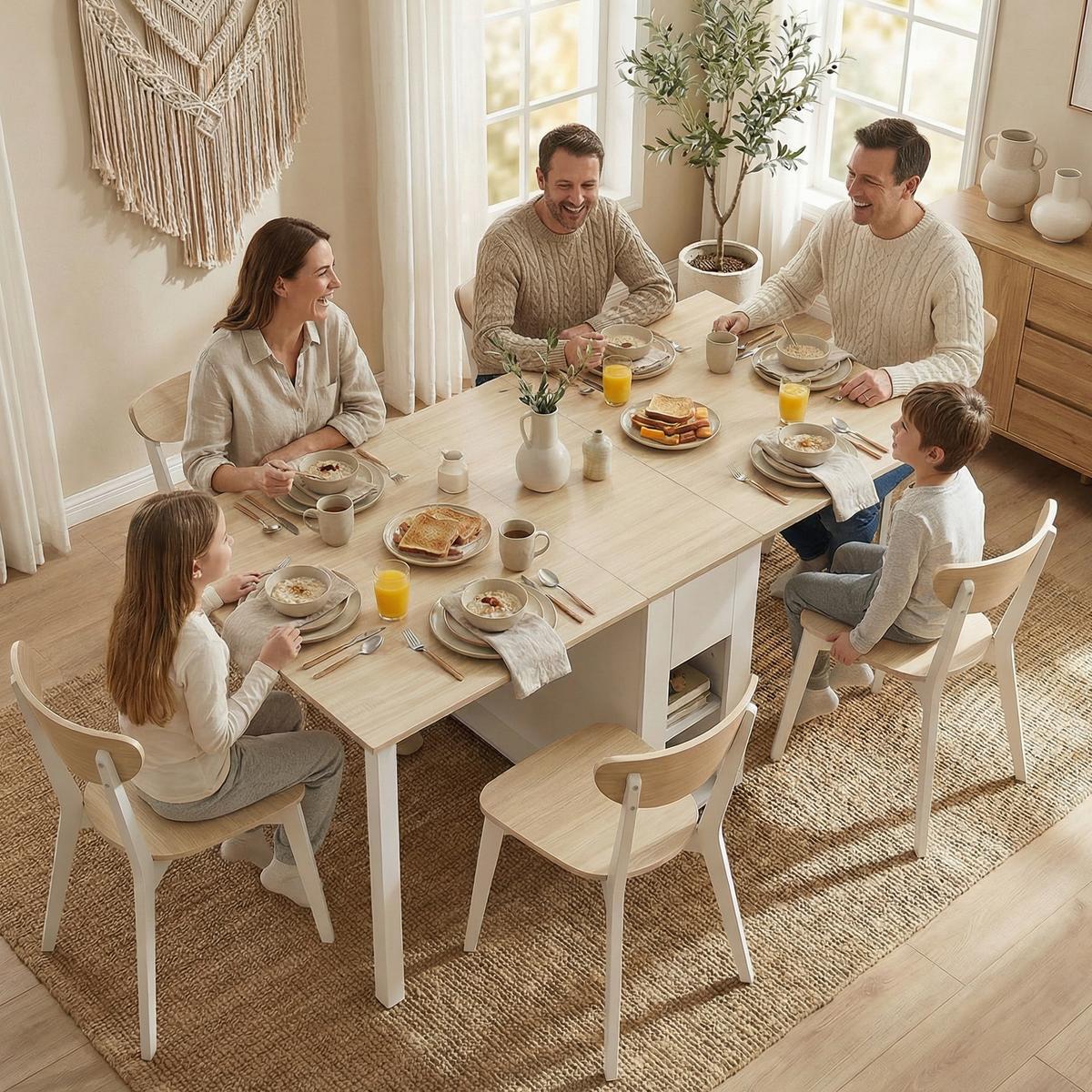 KLAPPTISCH MDF Weiß Naturholz - Weiß, Holz/Holzwerkstoff (168.2/85/73cm) - HOMCOM
