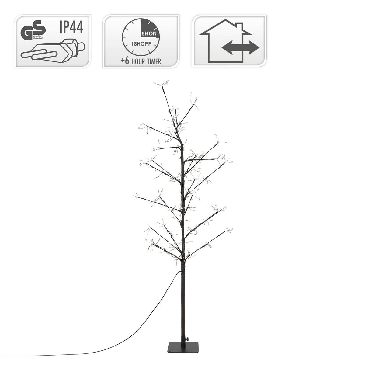 LED-BAUM 120 cm 240LED Warmweiß Timer Außen Flexibel Zweige - Braun, Kunststoff (45/120/45cm) - ECD-Germany