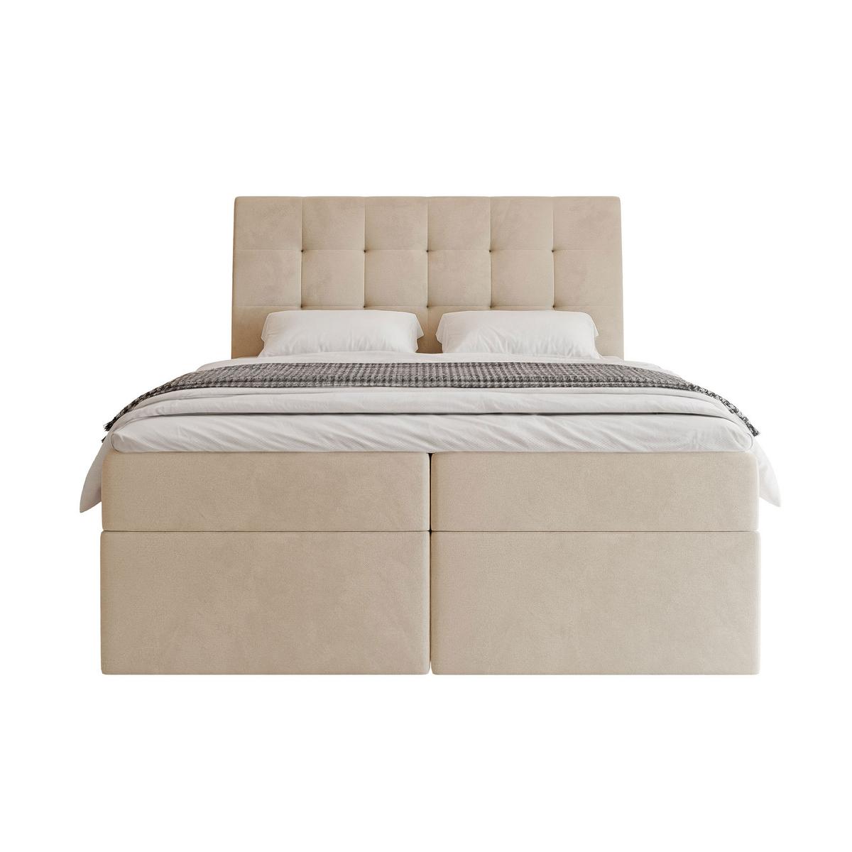 BOXBETT 180x200 cm mit Topper - Creme, Textil (180/200cm) - Idohome