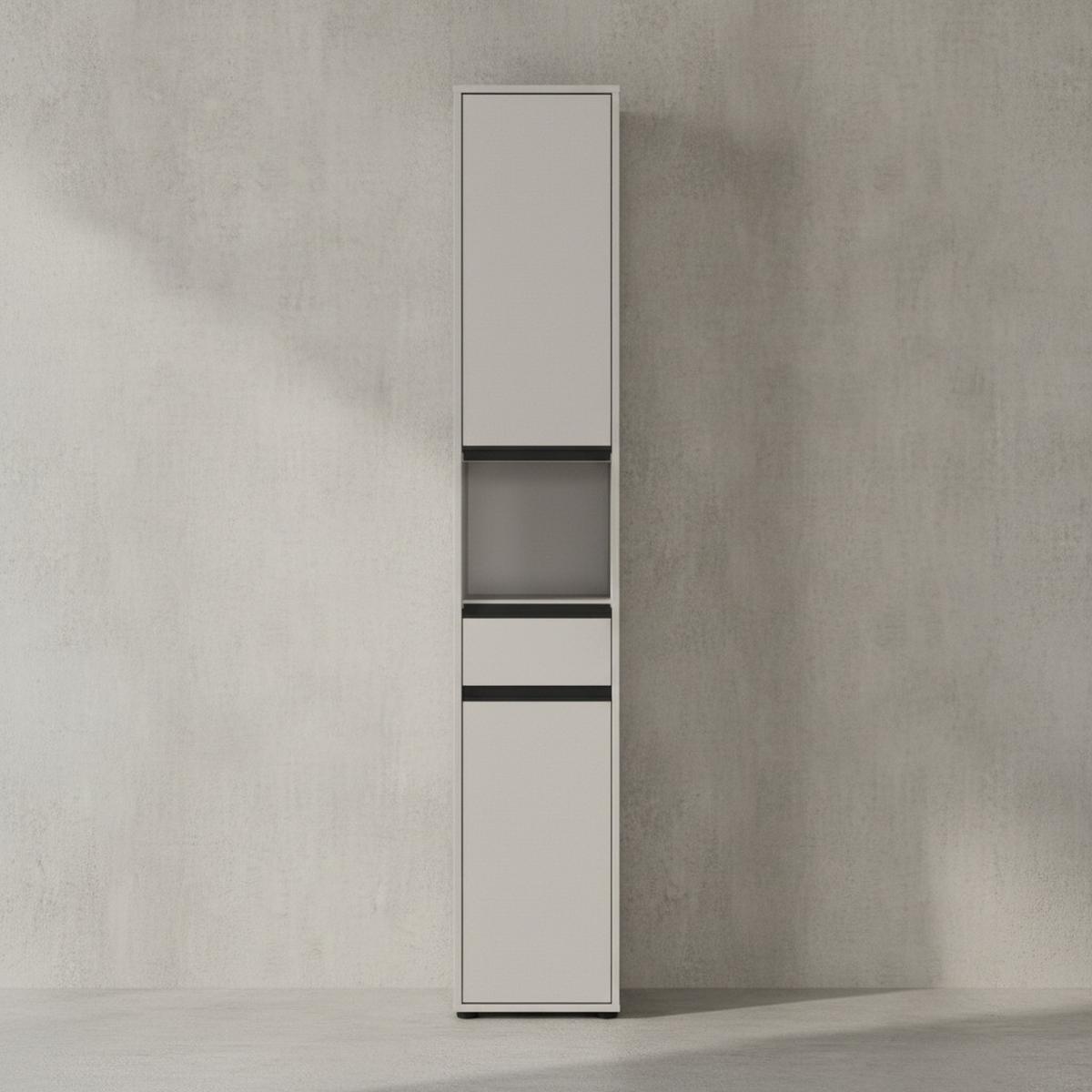 HOCHSCHRANK HAMBURG Soft-Close Modern 33x181x34 cm Steingrau - Grau, Holzwerkstoff (33/181/34cm) - KADIMA DESIGN