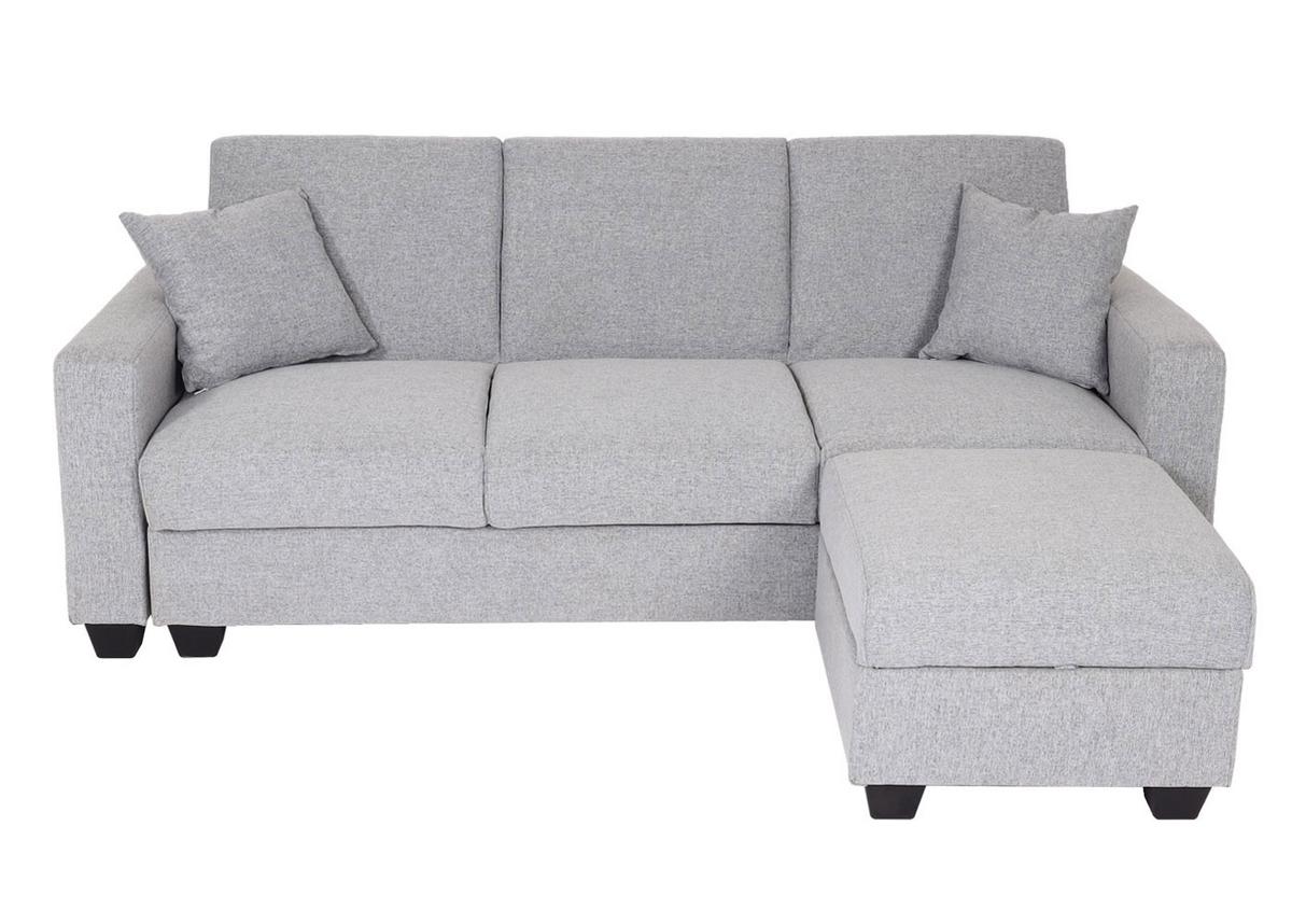 SOFA MIT OTTOMANE Hellgrau - Hellgrau, Textil (217/145cm) - MCW