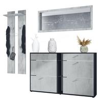 GARDEROBE Orlando Beton Oxid Optik - Hellgrau, Holzwerkstoff (215/210/28cm) - Vladon