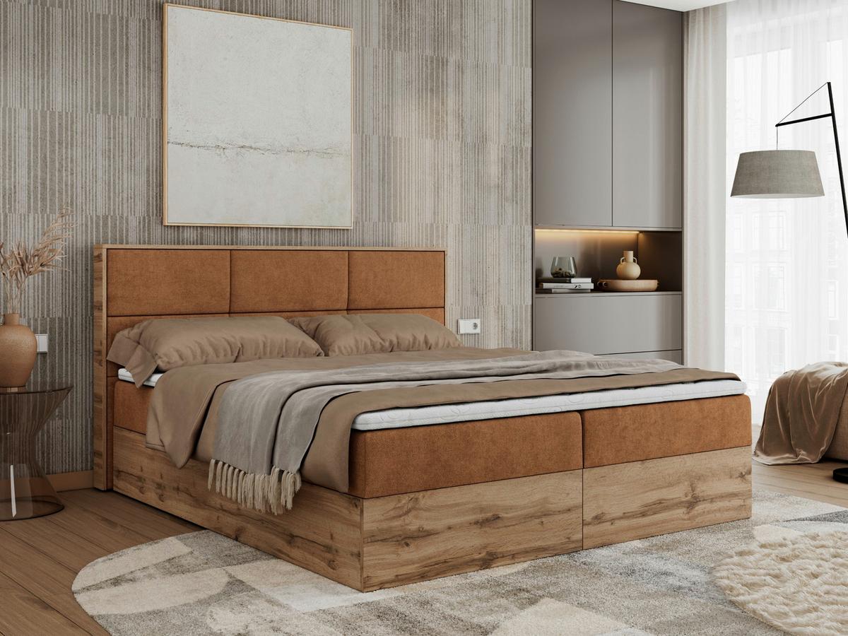BOXBETT ALBERO 2 - 140/200 Orange Struktur - H3 - Orange, Holz/Textil (140/200cm) - MKS