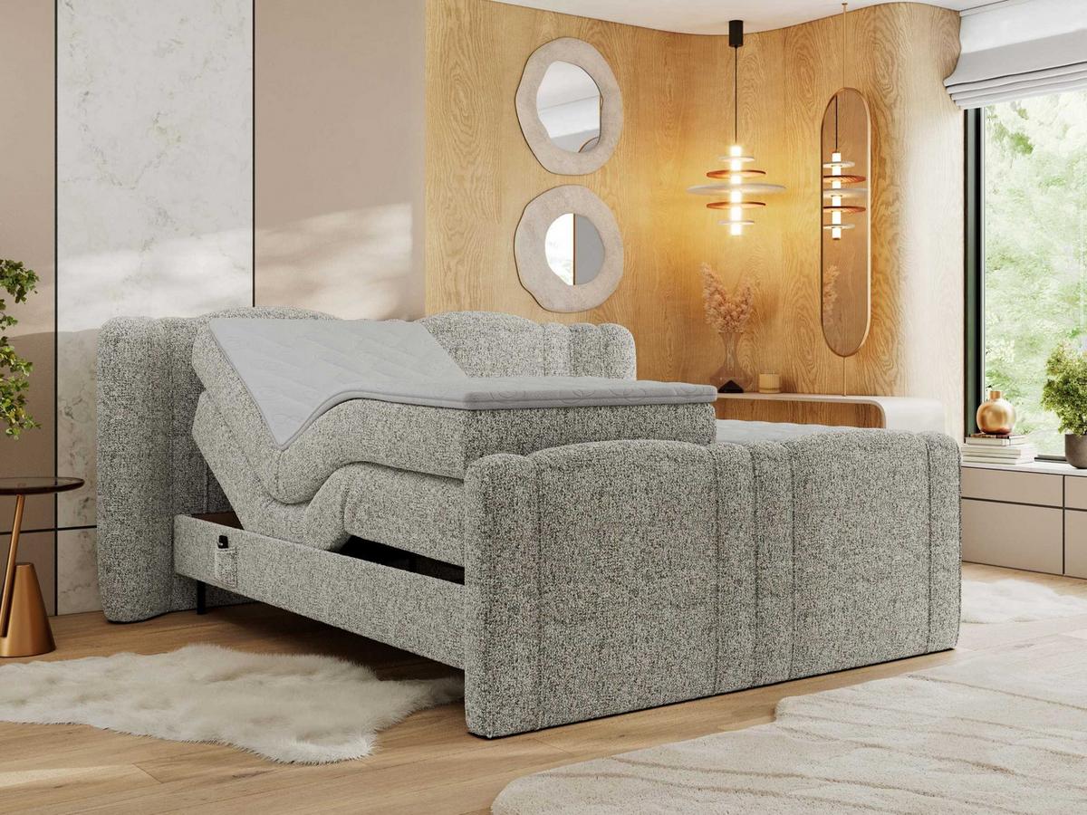 BOXBETT FORTINA 160/200 - Beige Struktur - H3 - Beige, Holz/Textil (160/200cm) - MKS