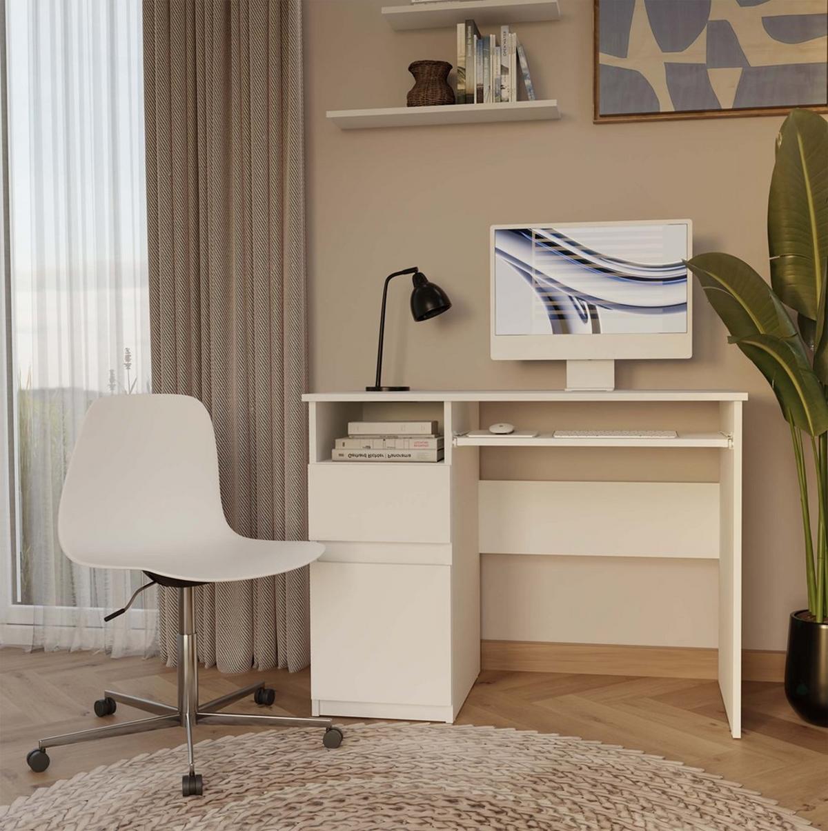 SCHREIBTISCH Weiß 98/75/51 - Weiß, Holzwerkstoff (90/50/75cm) - RAUMHIRSCH FURNITURE