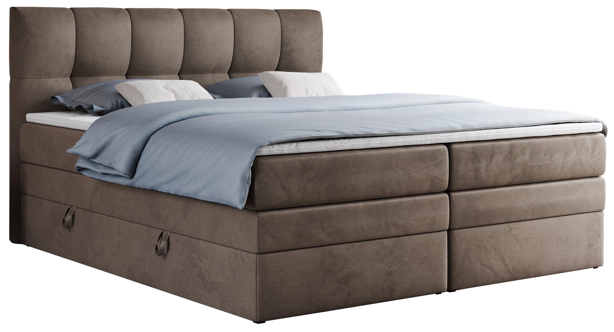 BOXSPRINGBETT ALVIN KING 200/200 Braun Velvet - H3 - Braun, Holz/Textil (200/200cm) - MKS