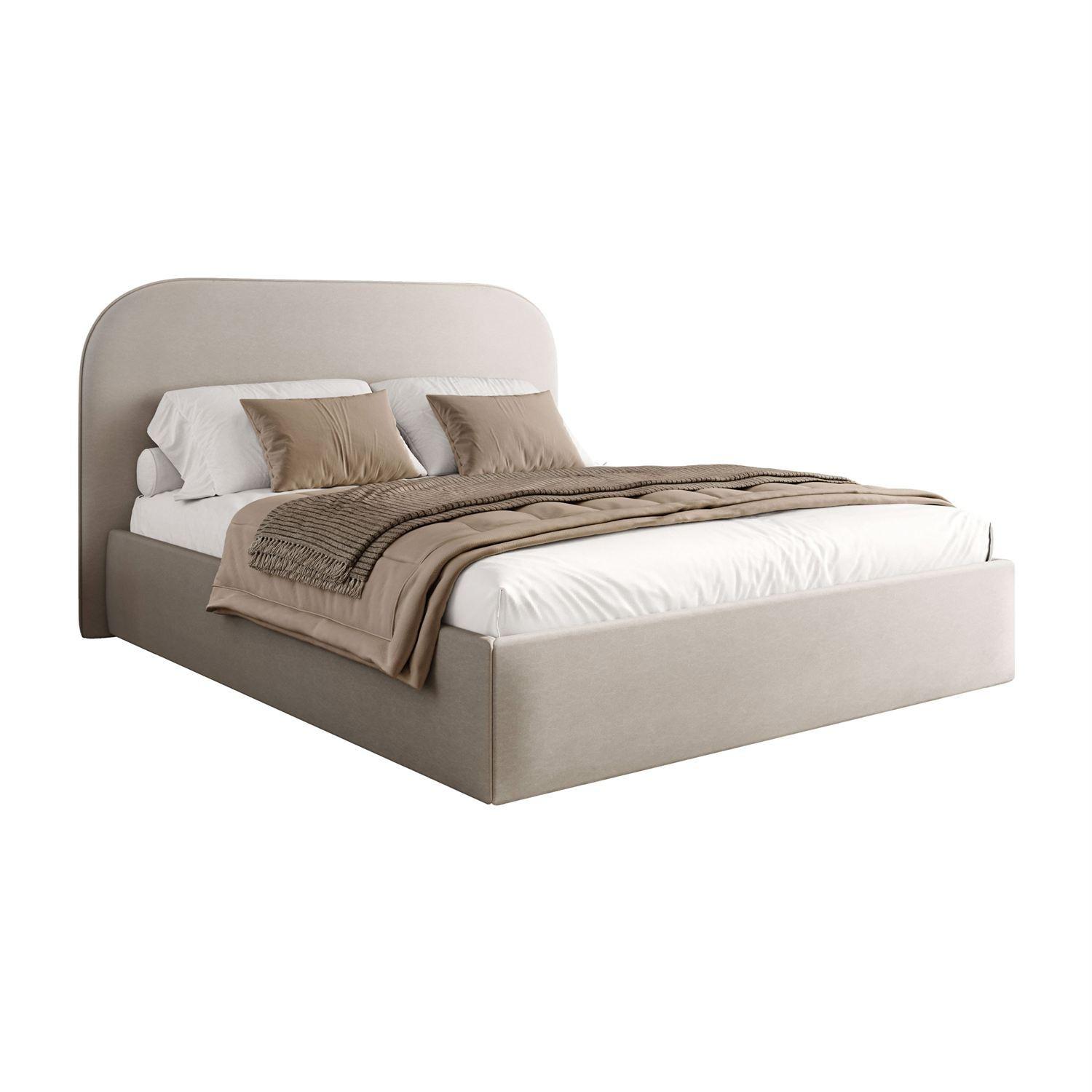 POLSTERBETT OLIMPIA mit Bettkasten 180x200, Castel 80 - Alufarben, Textil (180/200cm) - Lookway