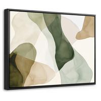 LEINWAND Bilder mit Rahmen - Japandi - Abstrakt - Grün - 40x30 - Salbeigrün, Textil (40/30cm) - MuchoWow